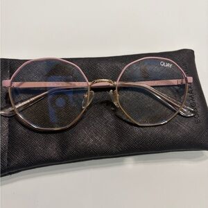 Quay Australia Pink and Gold Frame Glasses